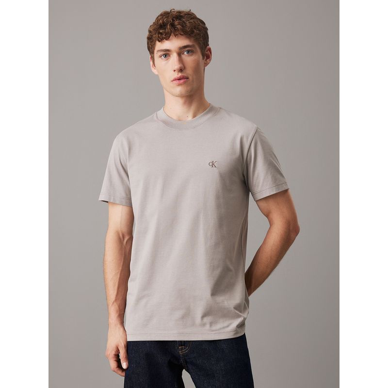 CALVIN KLEIN - Polera regular de punto pesado Gris Calvin Klein