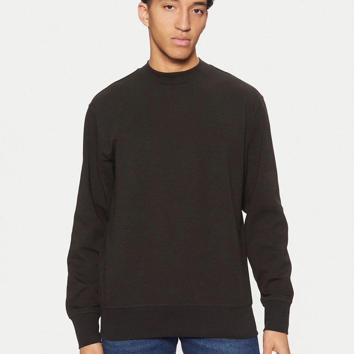 CALVIN KLEIN - Polerón de cuello redondo en tejido interlock suave Negro Calvin Klein