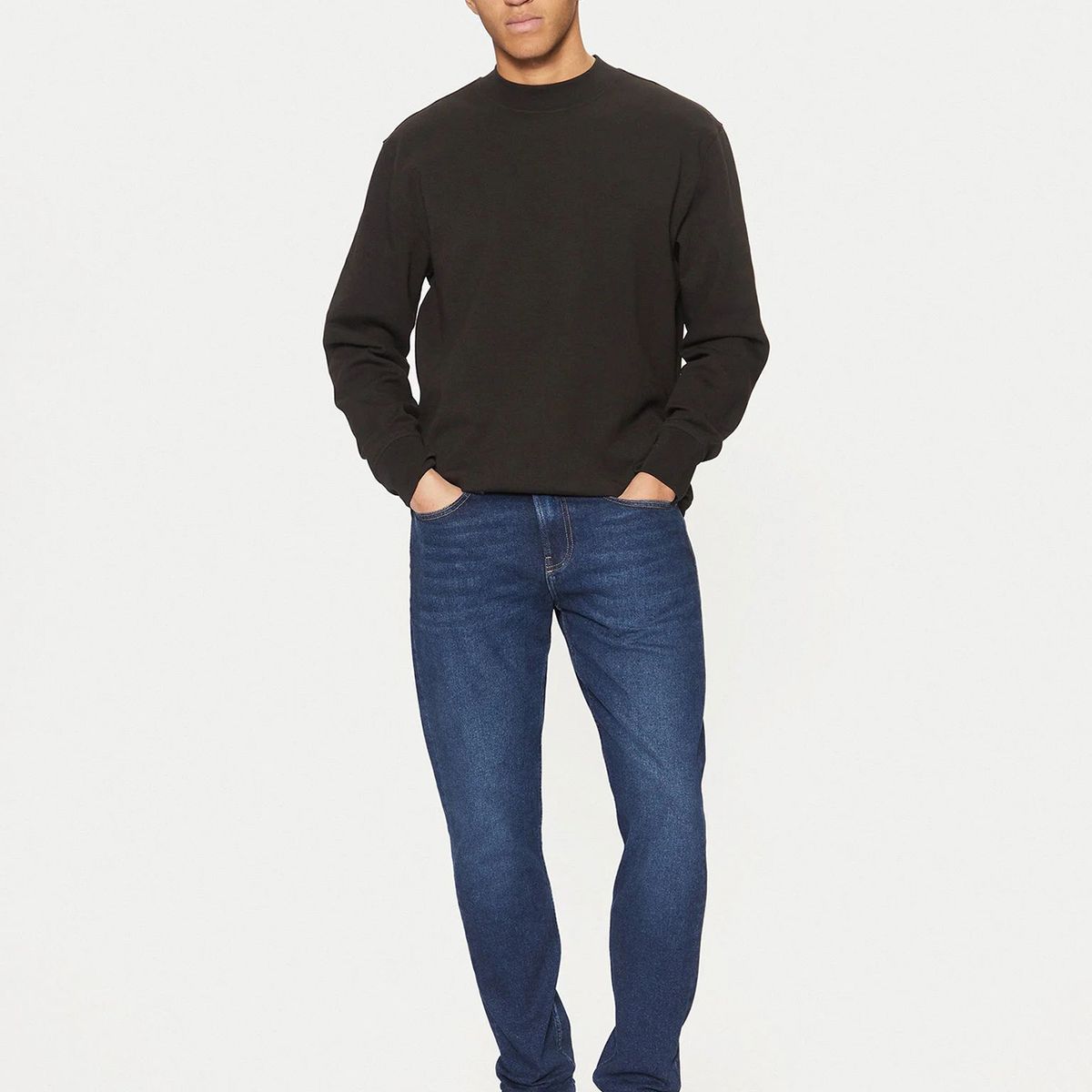 CALVIN KLEIN - Polerón de cuello redondo en tejido interlock suave Negro Calvin Klein