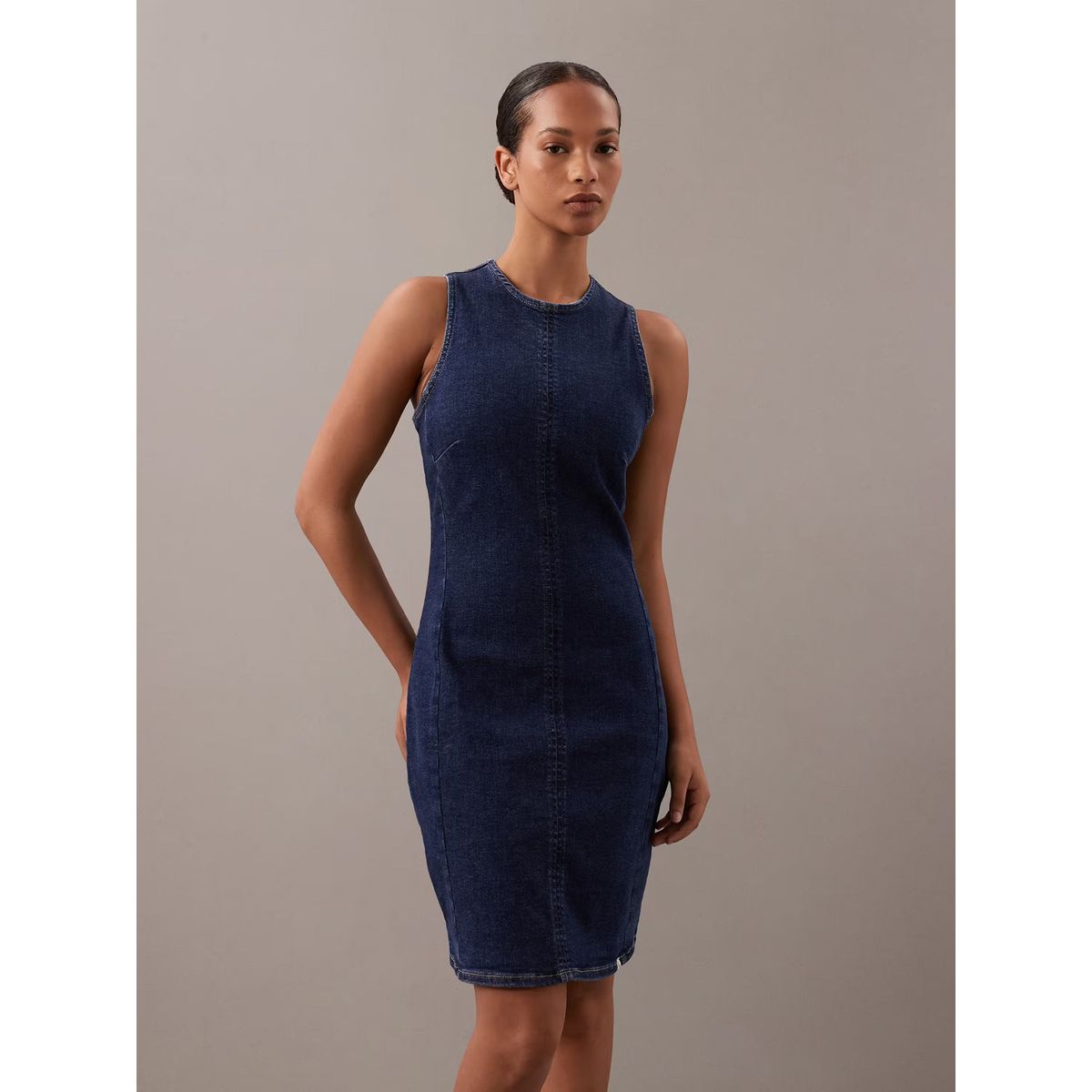 CALVIN KLEIN - Vestido corto estilo bodycon de denim con recortes Azul Calvin Klein