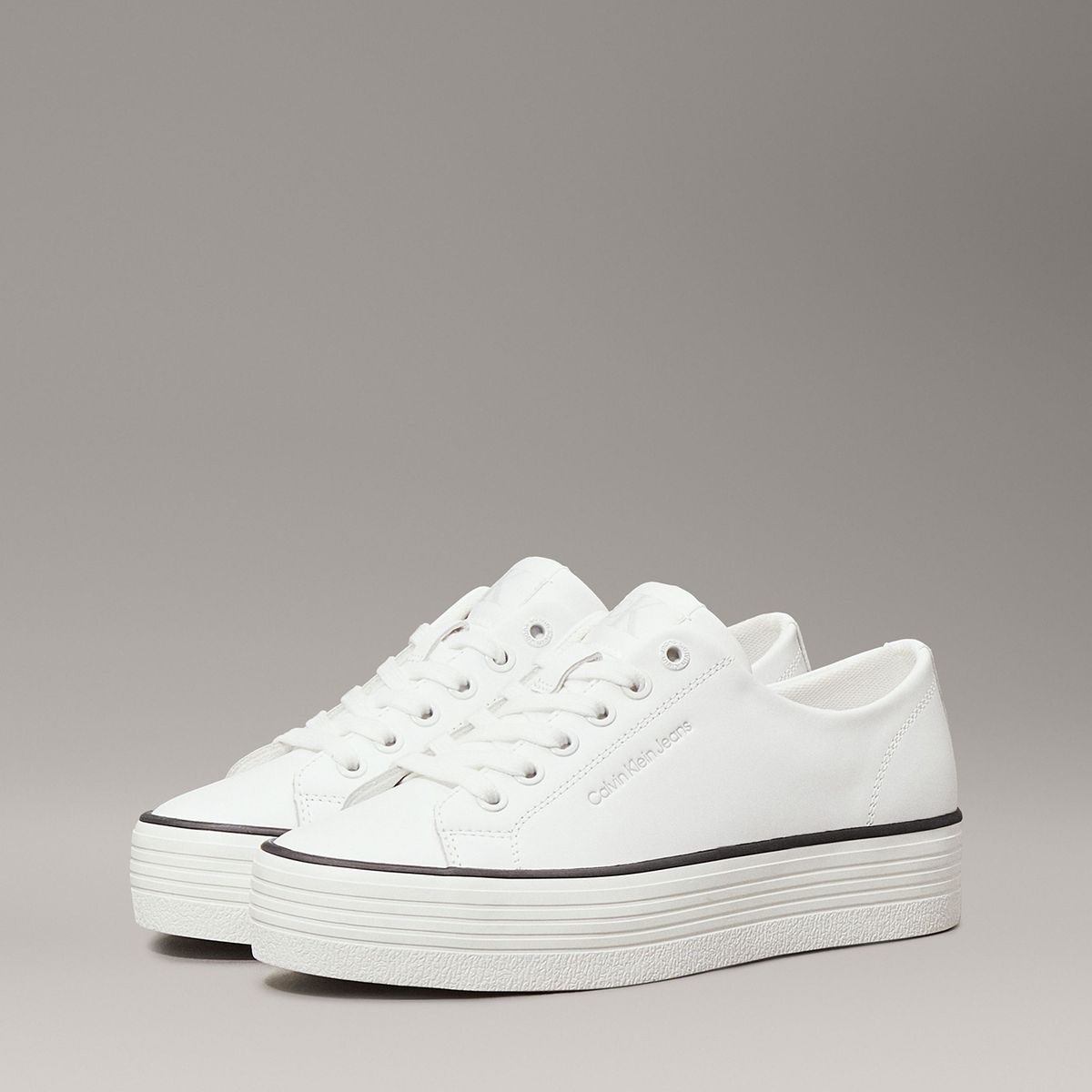 CALVIN KLEIN - Zapatillas de plataforma de cuero Blanco Calvin Klein