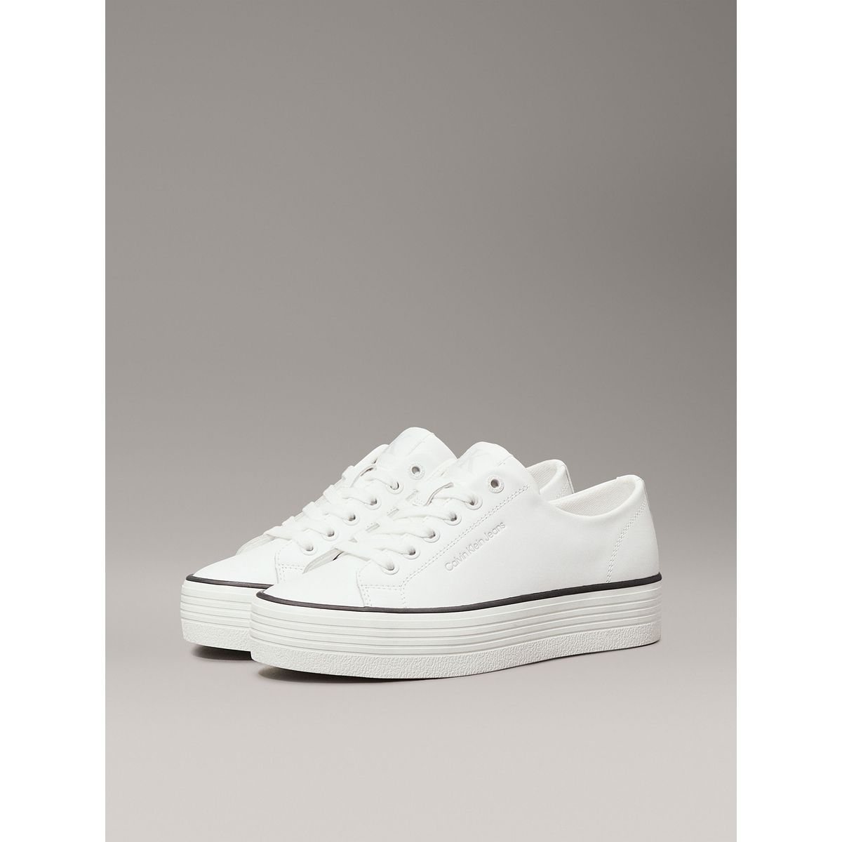 CALVIN KLEIN - Zapatillas de plataforma de cuero Blanco Calvin Klein