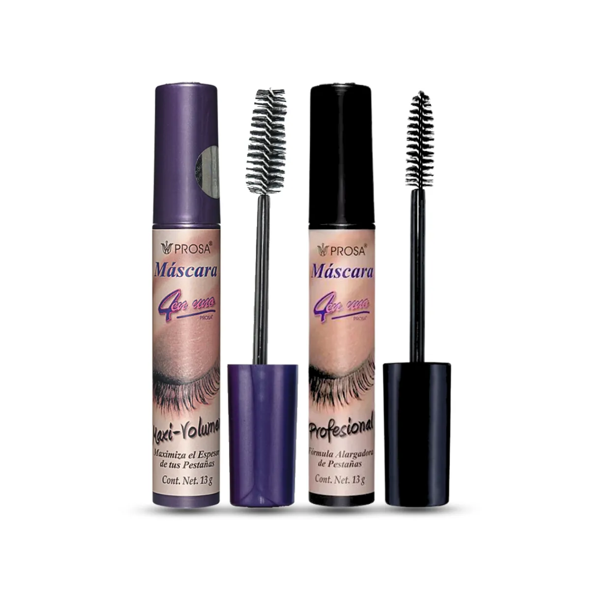 PROSA NATURAL - Mascara de Pestañas Maxi Volumen 4 en 1 + Profesional Prosa