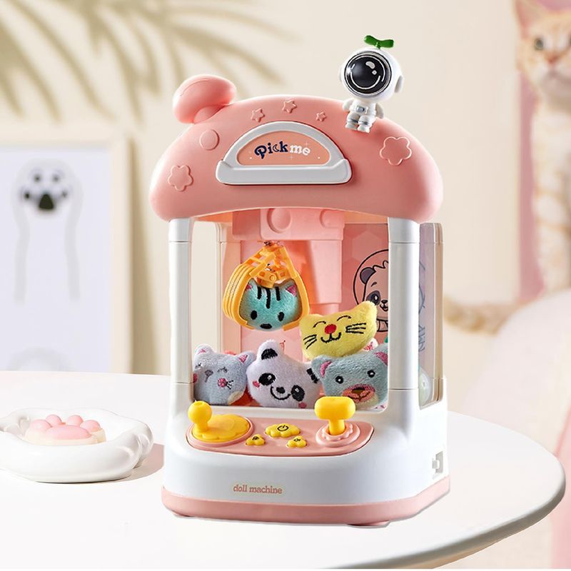 GENERICO - MINI MÁQUINA DE JUGUETE ATRAPA Y AGARRA MUÑECOS JUEGO ROSA
