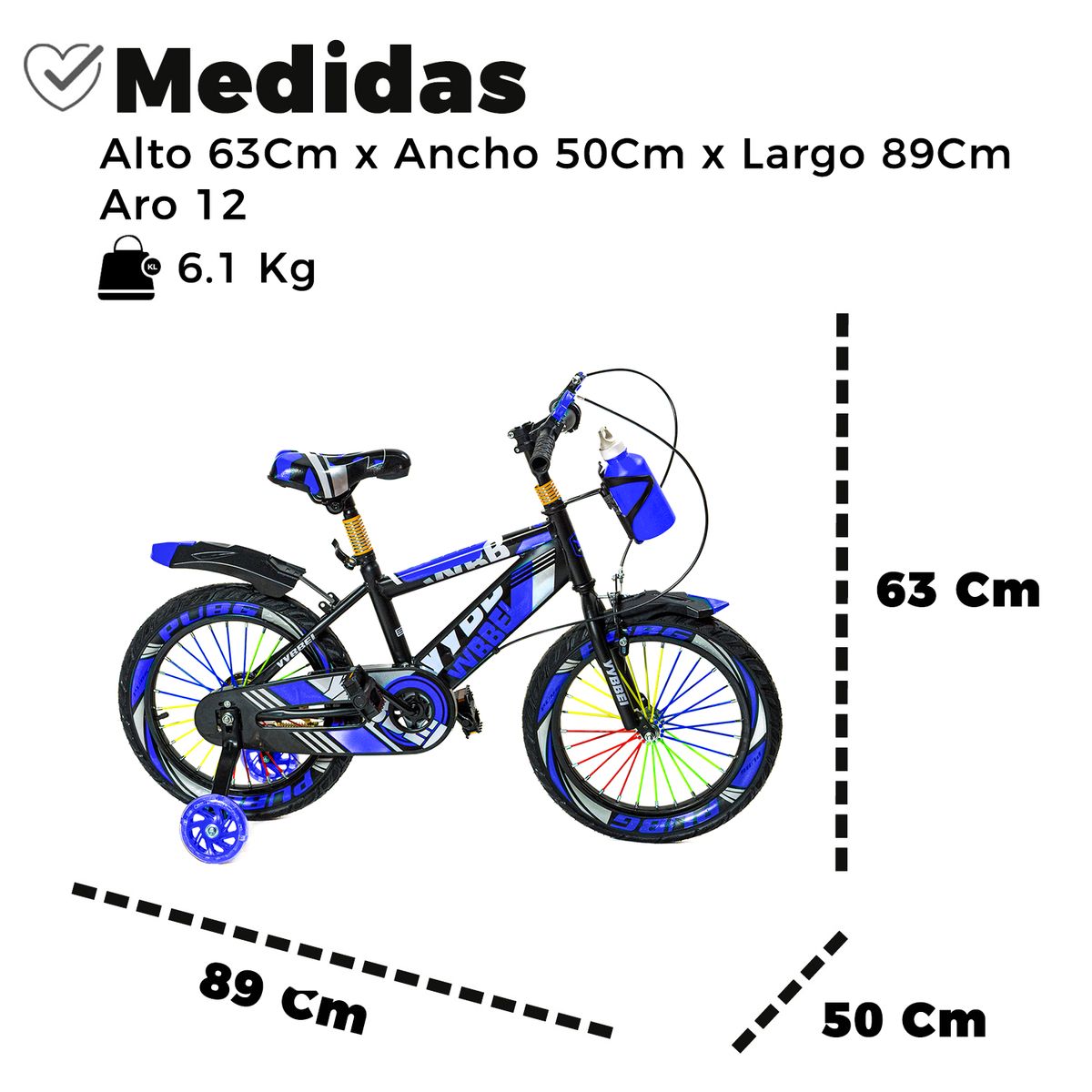 MUNDO ONLINE - Bicicleta Niño Infantil Montain Bike MTB Con Ruedas Aro 12