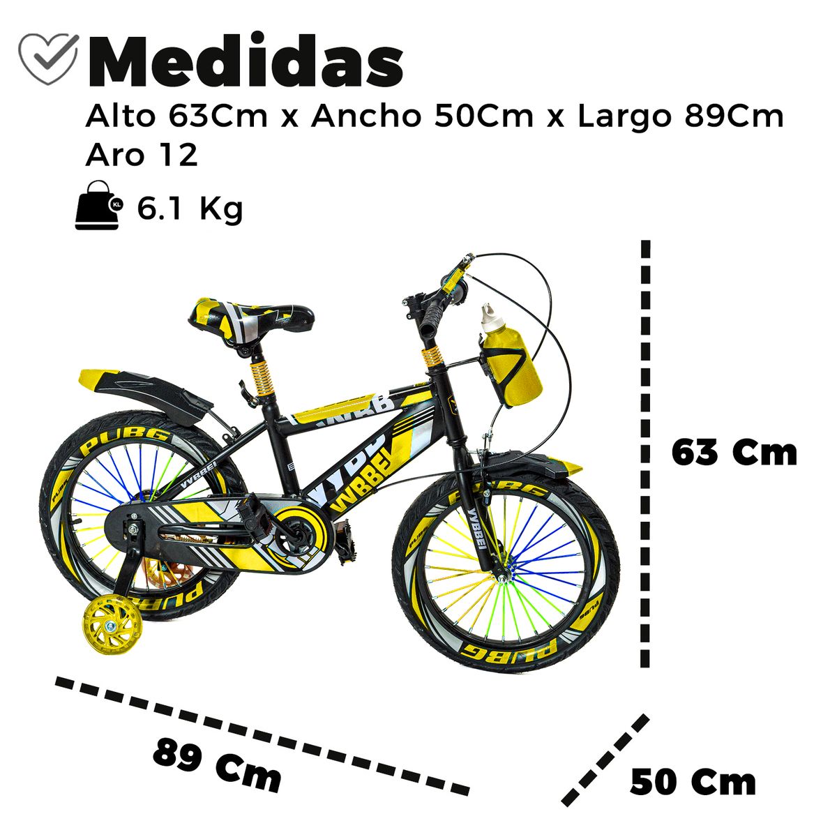 MUNDO ONLINE - Bicicleta Niño Infantil Montain Bike MTB Con Ruedas Aro 12