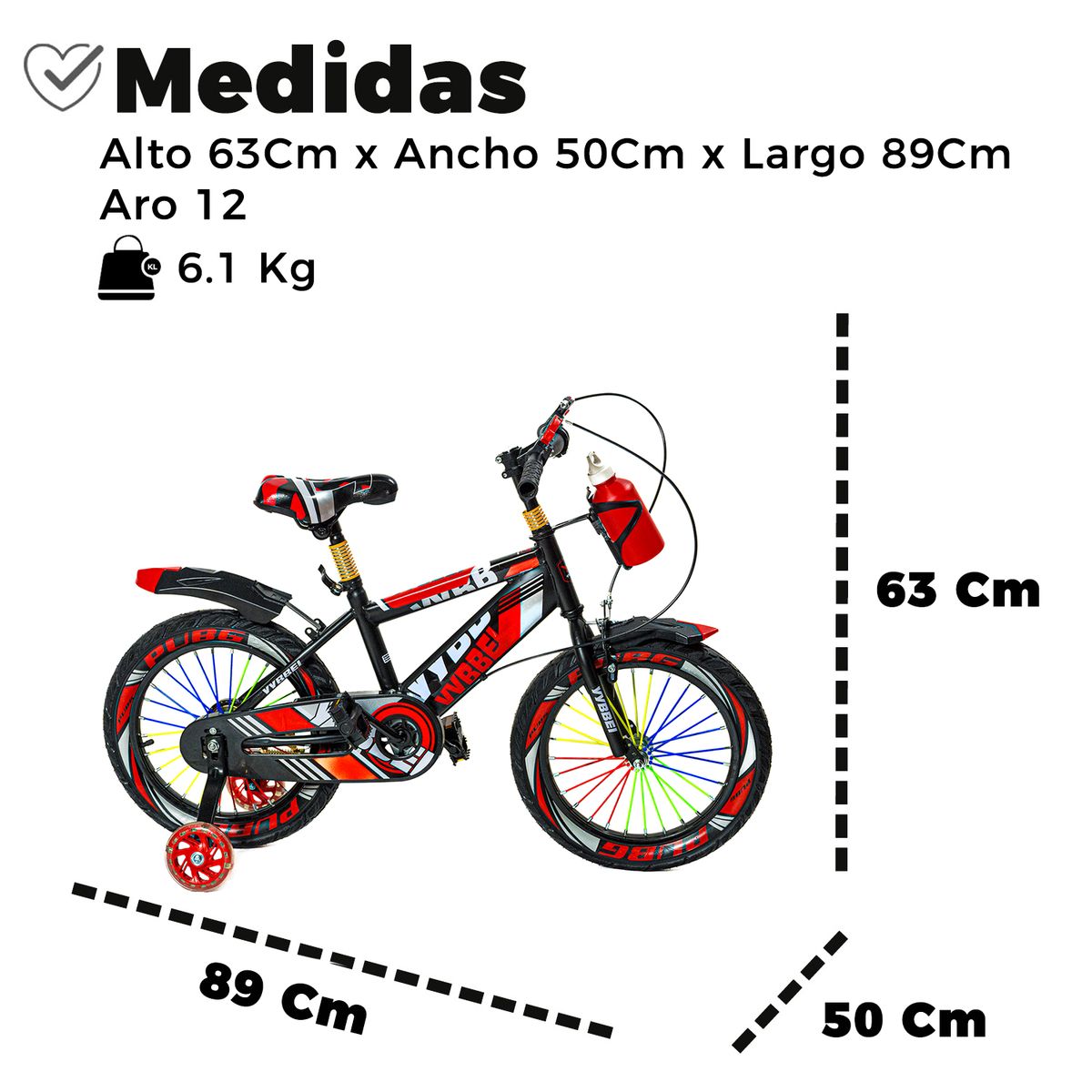 MUNDO ONLINE - Bicicleta Niño Infantil Montain Bike MTB Con Ruedas Aro 12