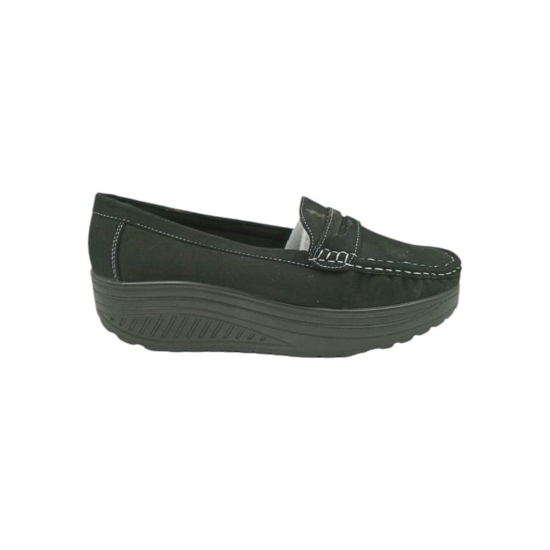 HERIEL - Mocasín Negro Plataforma Mujer