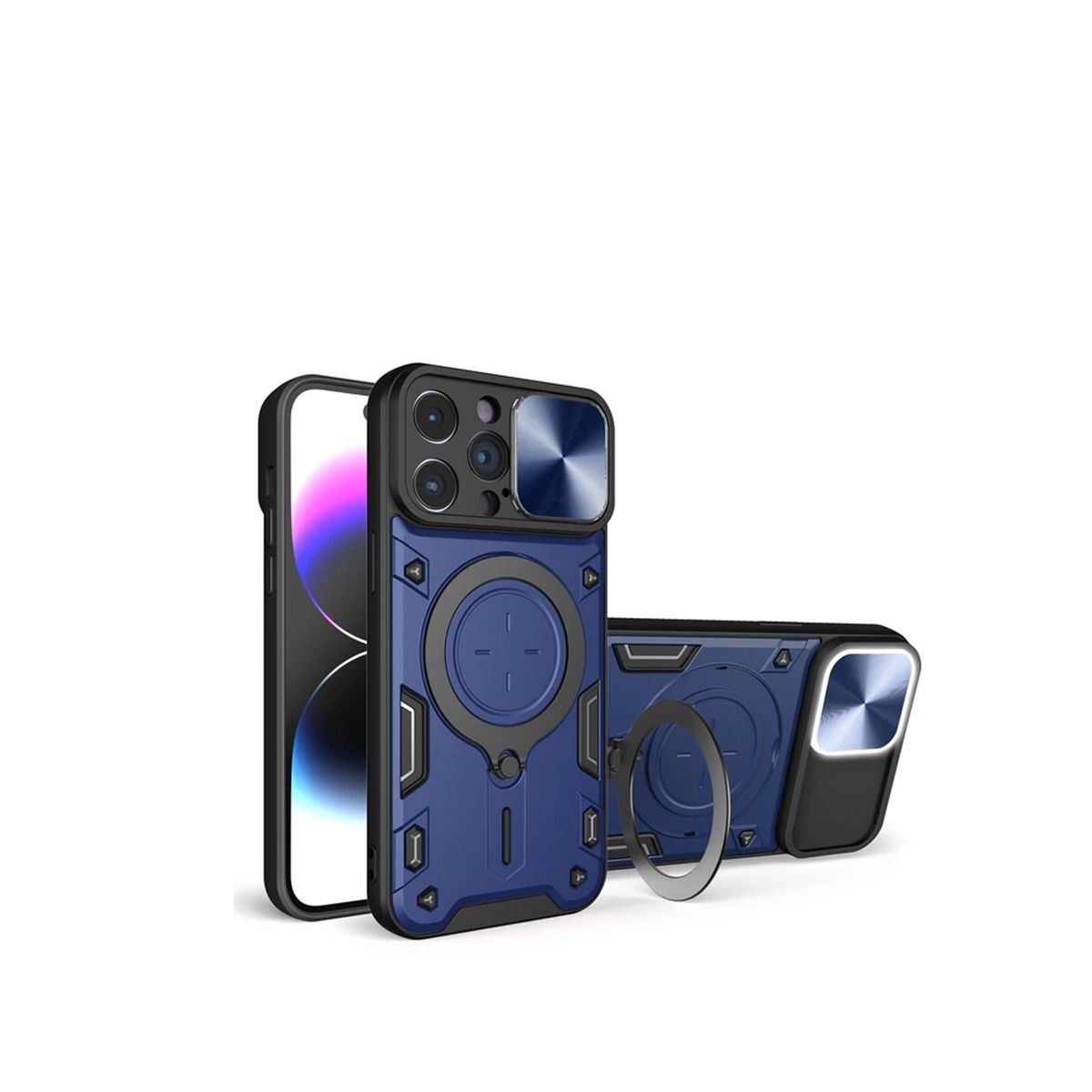 JOIGO - Carcasa Anti Golpes Soporte Para iPhone 15 Plus Azul