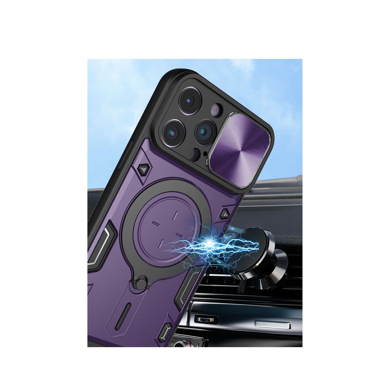 JOIGO - Carcasa Anti Golpes Soporte Para iPhone 15 Plus Azul