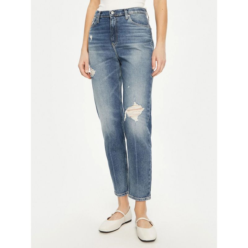 CALVIN KLEIN - Mom jeans con rotos Azul Calvin Klein