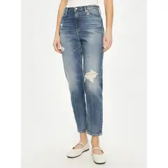 CALVIN KLEIN - Mom jeans con rotos Azul