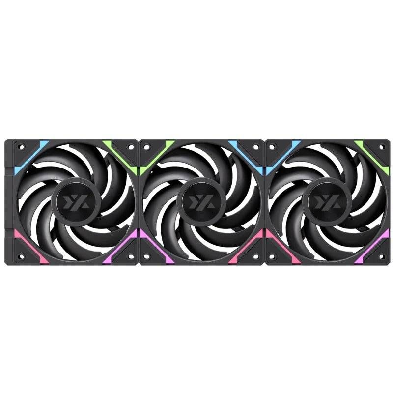 GENERICO - Kit 3 Ventiladores XYZ VORTEX PRO ARGB, Regular Airflow, 120mm, Negro