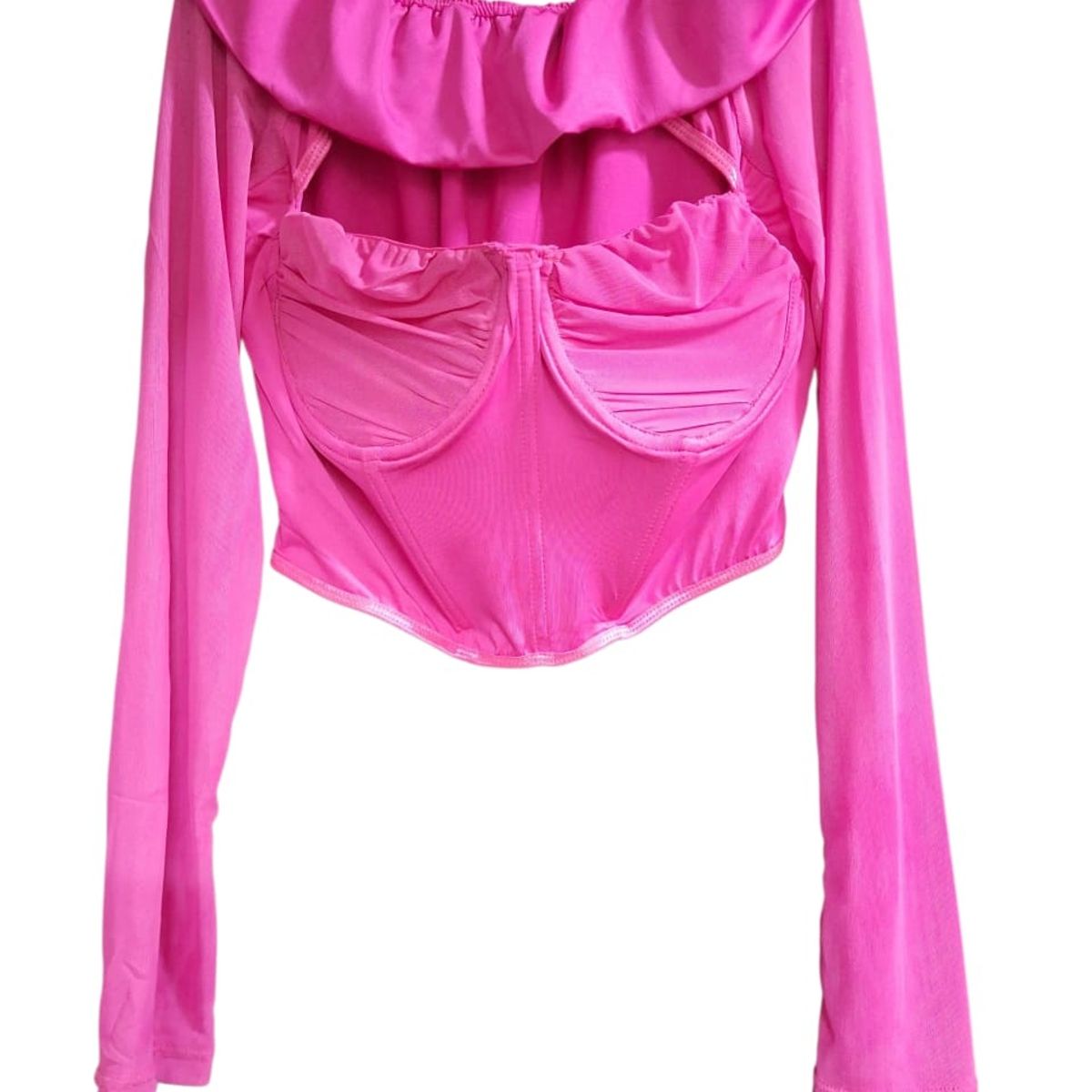 GARSIL - Crop Top Para Mujer - Hombros Descubiertos Y Escote De Manga Larga