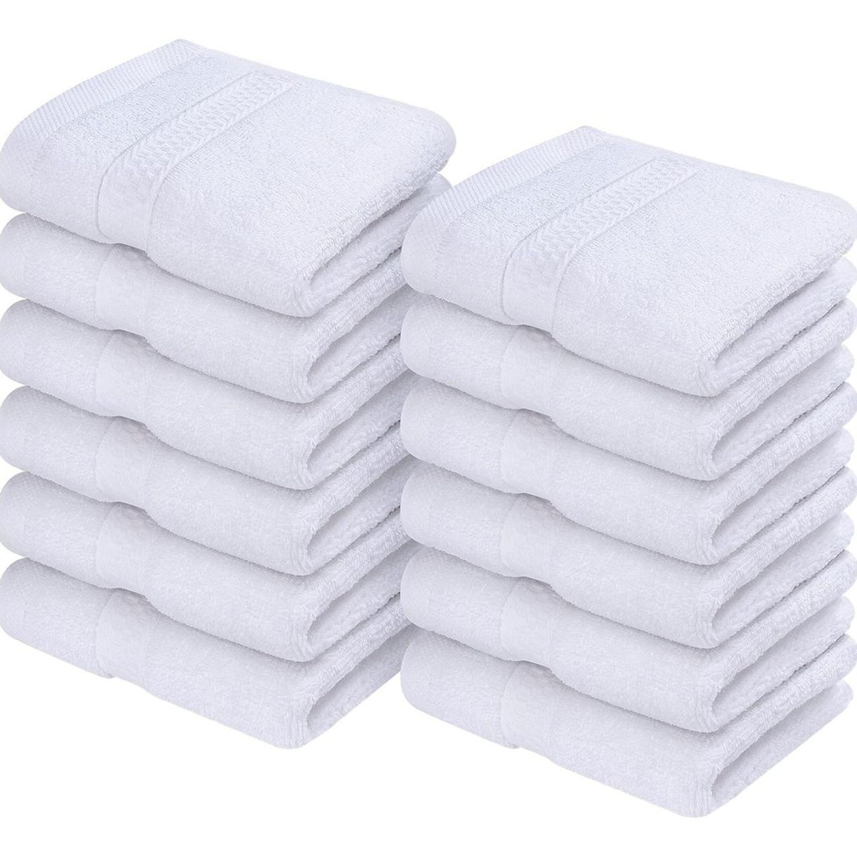 AZ AURAZEUS - Juego De 12 Toallas Faciales 32x32cm Algodon 500g Baño Az Blanco