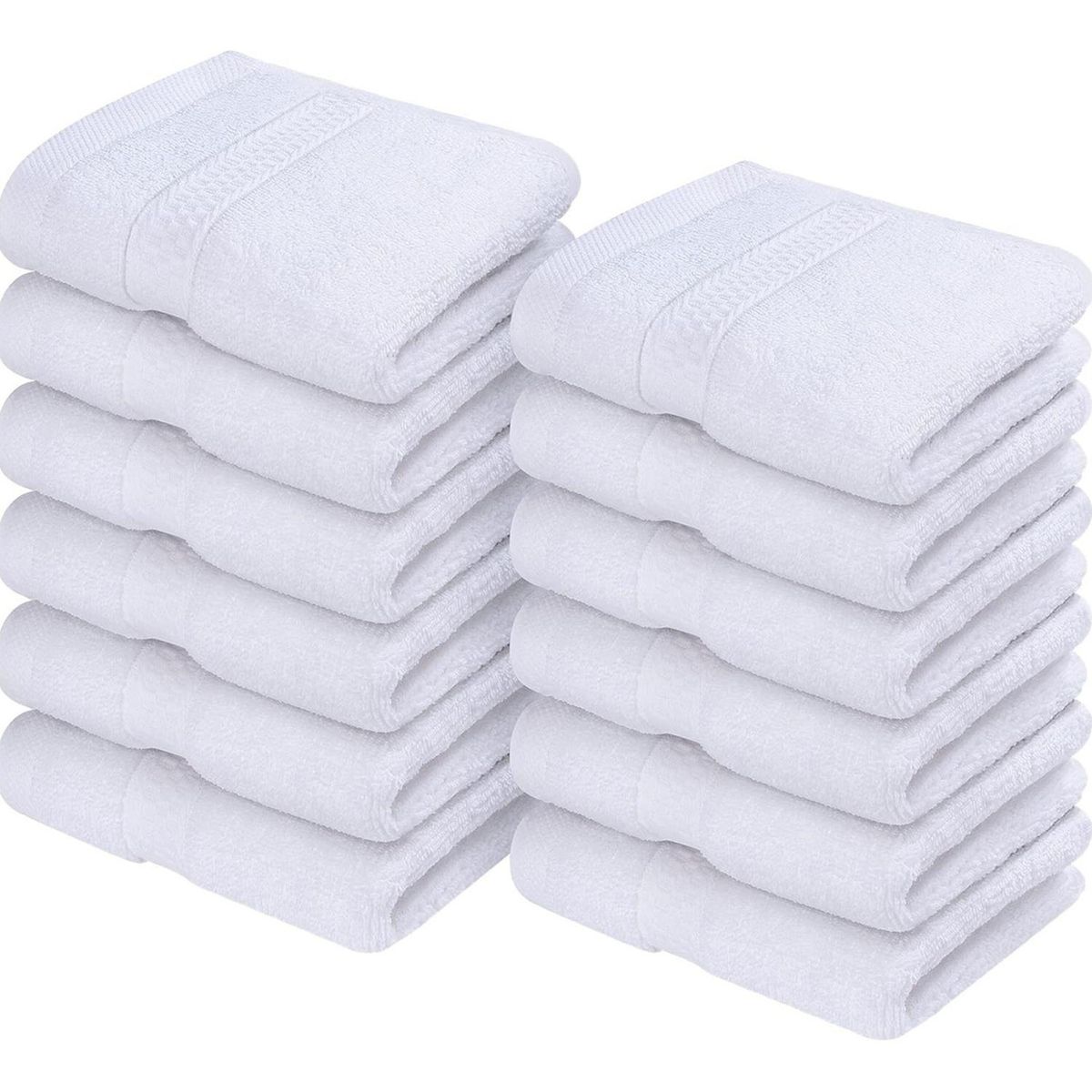 AZ AURAZEUS - Juego De 12 Toallas Faciales 32x32cm Algodon 500g Baño Az Blanco