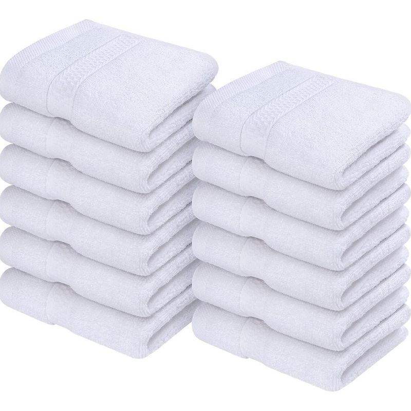 AZ AURAZEUS - Juego De 12 Toallas Faciales 32x32cm Algodon 500g Baño Az Blanco