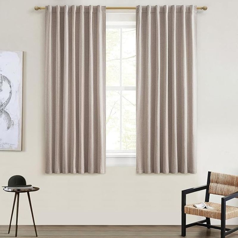 AZ AURAZEUS - Cortina 100% Blackout 2 Paños 160x108 Lino Termica Roller Az Beige