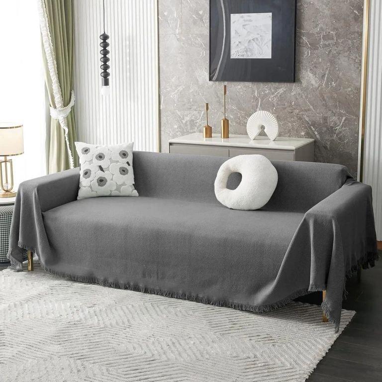 Fundas De Sillon A Medida Ajustable Cubre Sofa Gris 3 Cuerpos