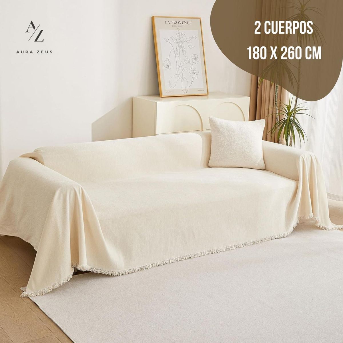 AZ AURAZEUS - Fundas De Sillon A Medida Ajustable Cubre Sofa Az Beige 2 Cuerpos