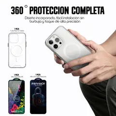 KBOD - Kit Carcasa Magnetic + Lamina Vidrio + Antiespia Para iPhone 15 Pro