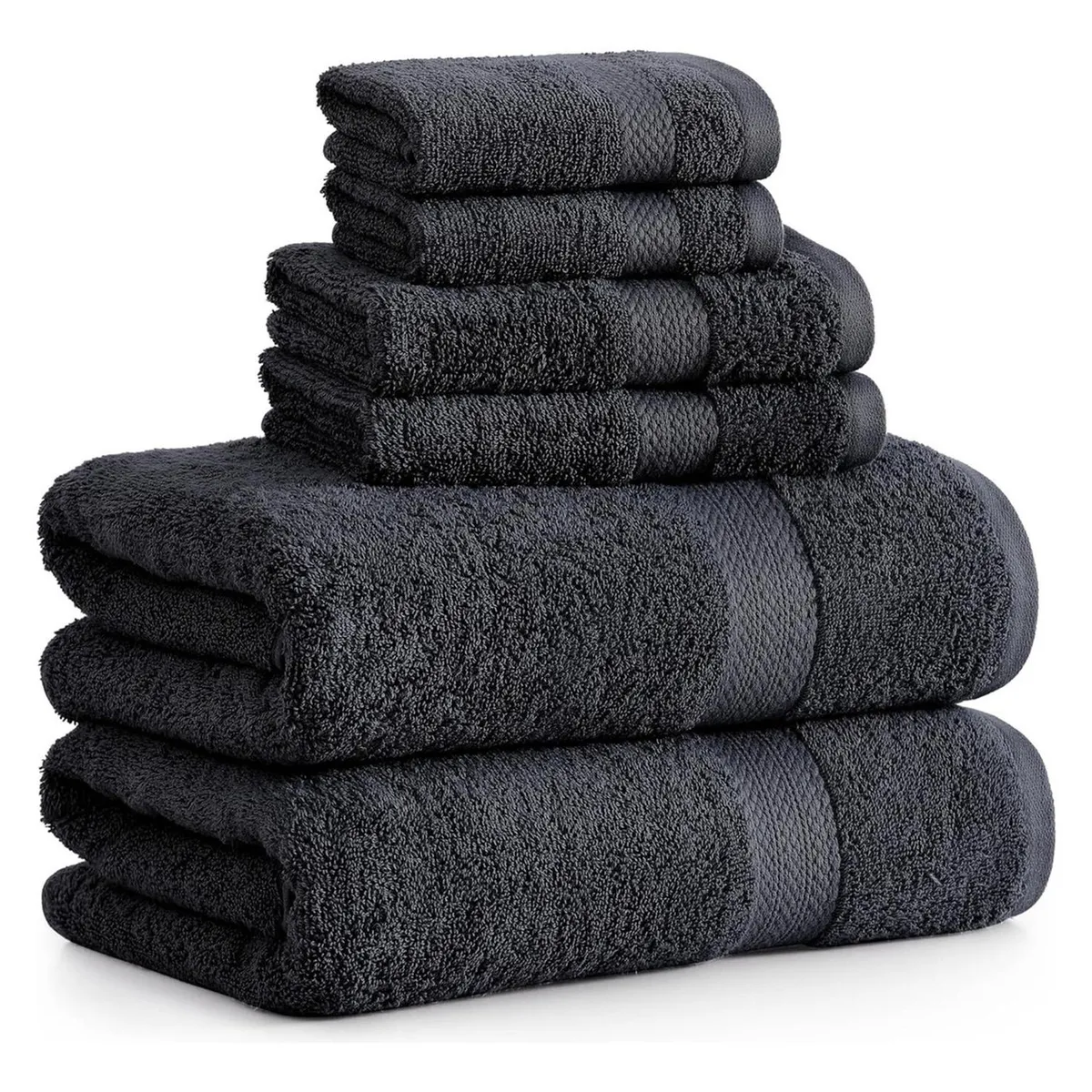 AZ AURAZEUS - Set De 6 Toallas De Baño Algodon 500gr Cuerpo Mano Grande Az Gris