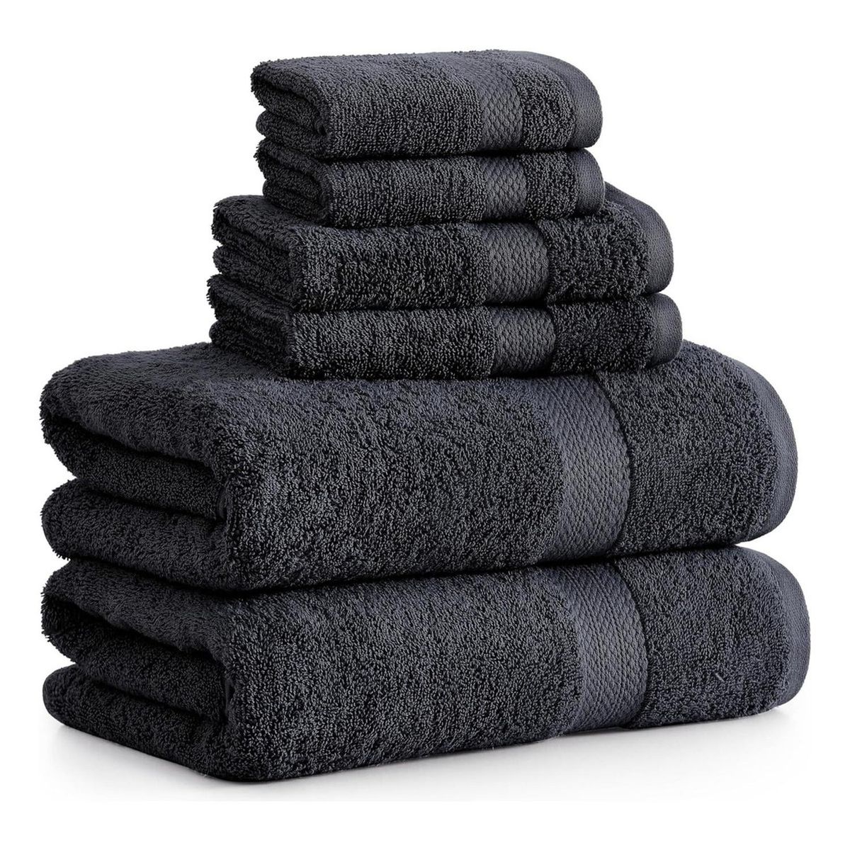 AZ AURAZEUS - Set De 6 Toallas De Baño Algodon 500gr Cuerpo Mano Grande Az Gris