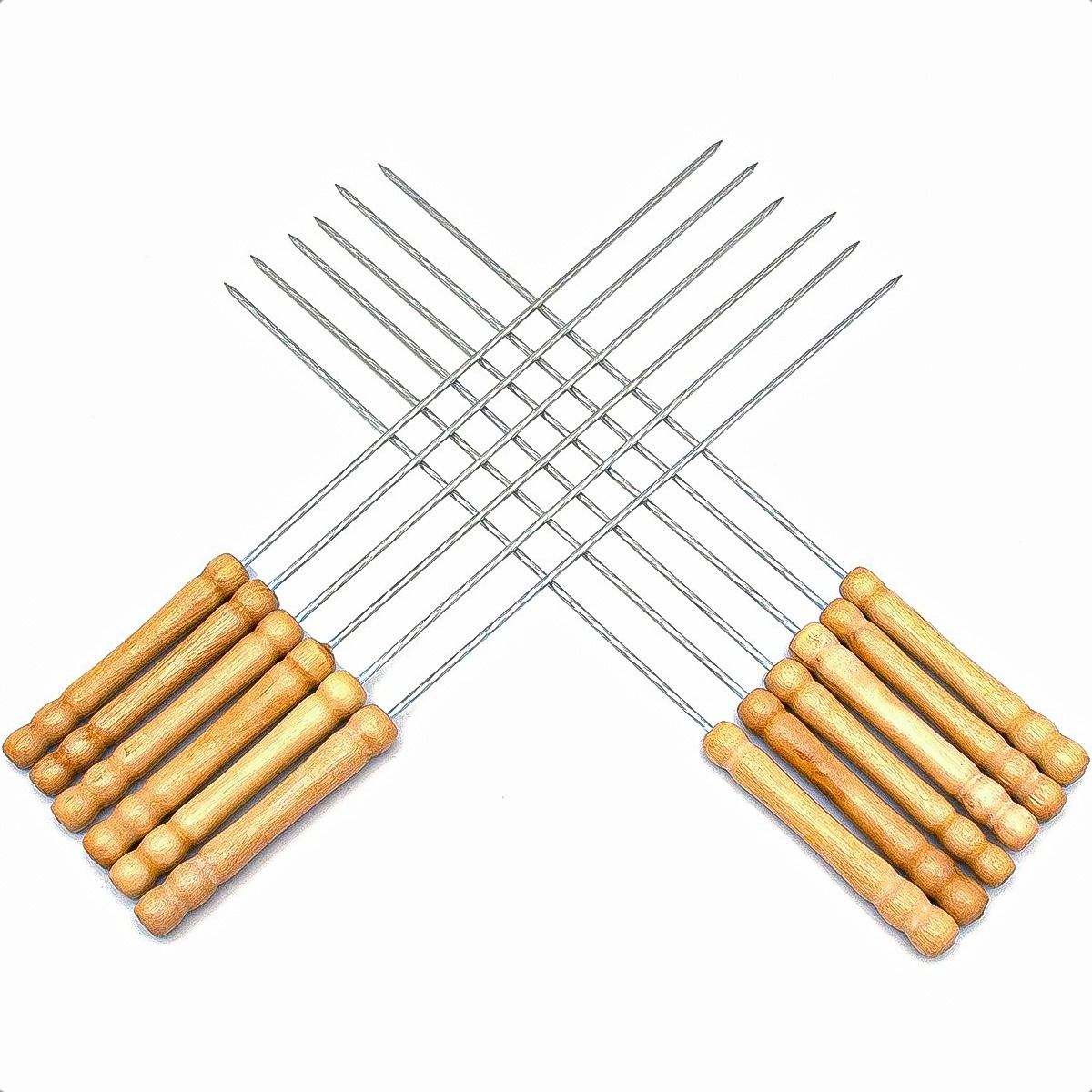 GENERICO - Pinchos Para Asar Brochetas Acero Set 10 Pinchos De Madera