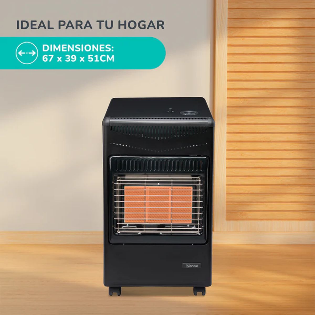 KENDAL - Estufa A Gas 15 Kilos Infrarroja Kendal Negra Color Negro