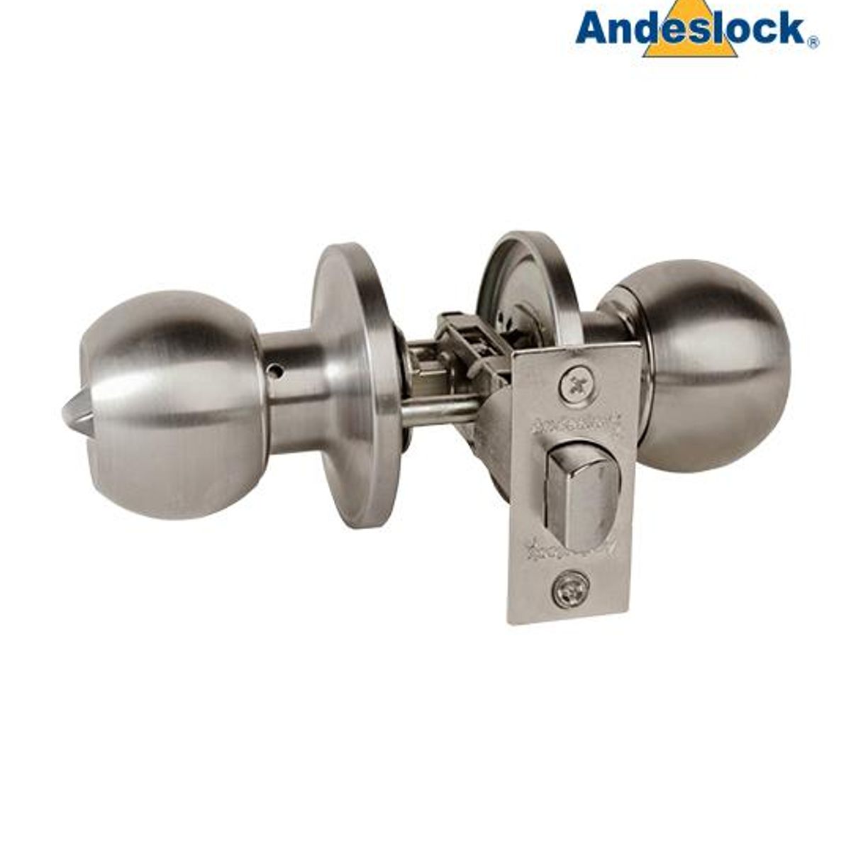 ANDESLOCK - CERRADURA ANDESLOCK POMO-DORMITORIO  BAÑO AA44-ACERO INOXIDABLE