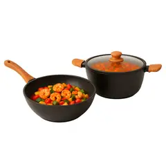 KEEP - Olla Antiadherente 28cm + Wok 28cm Granite Line Cocina