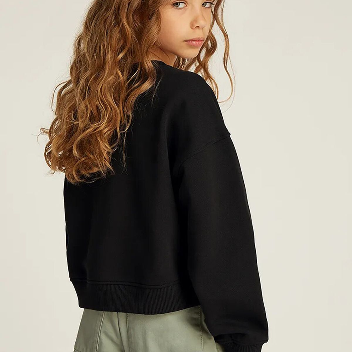 CALVIN KLEIN - Polerón con logo y detalles brillantes para niña Negro Calvin Klein