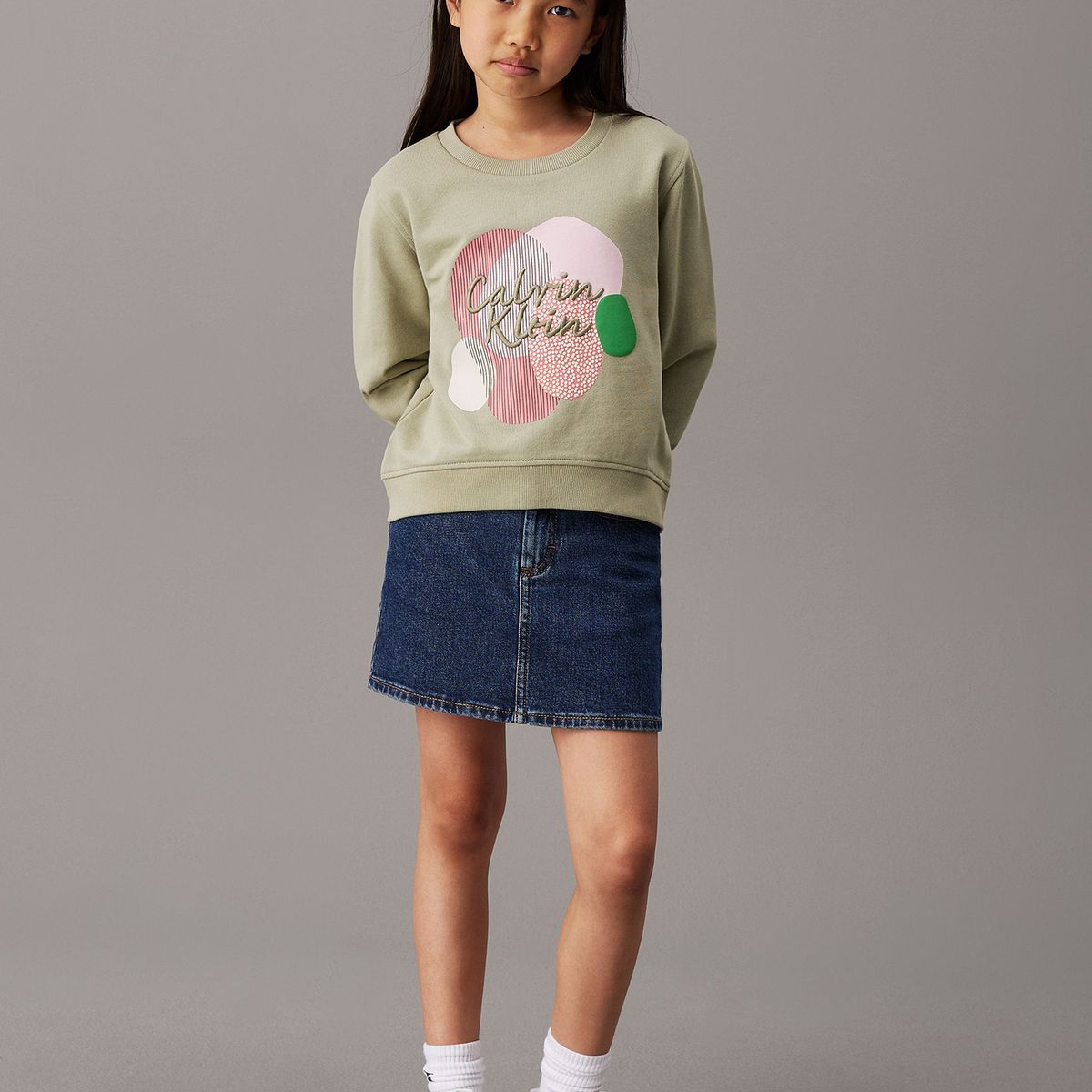 CALVIN KLEIN - Polerón Niña Graphic Verde Calvin Klein