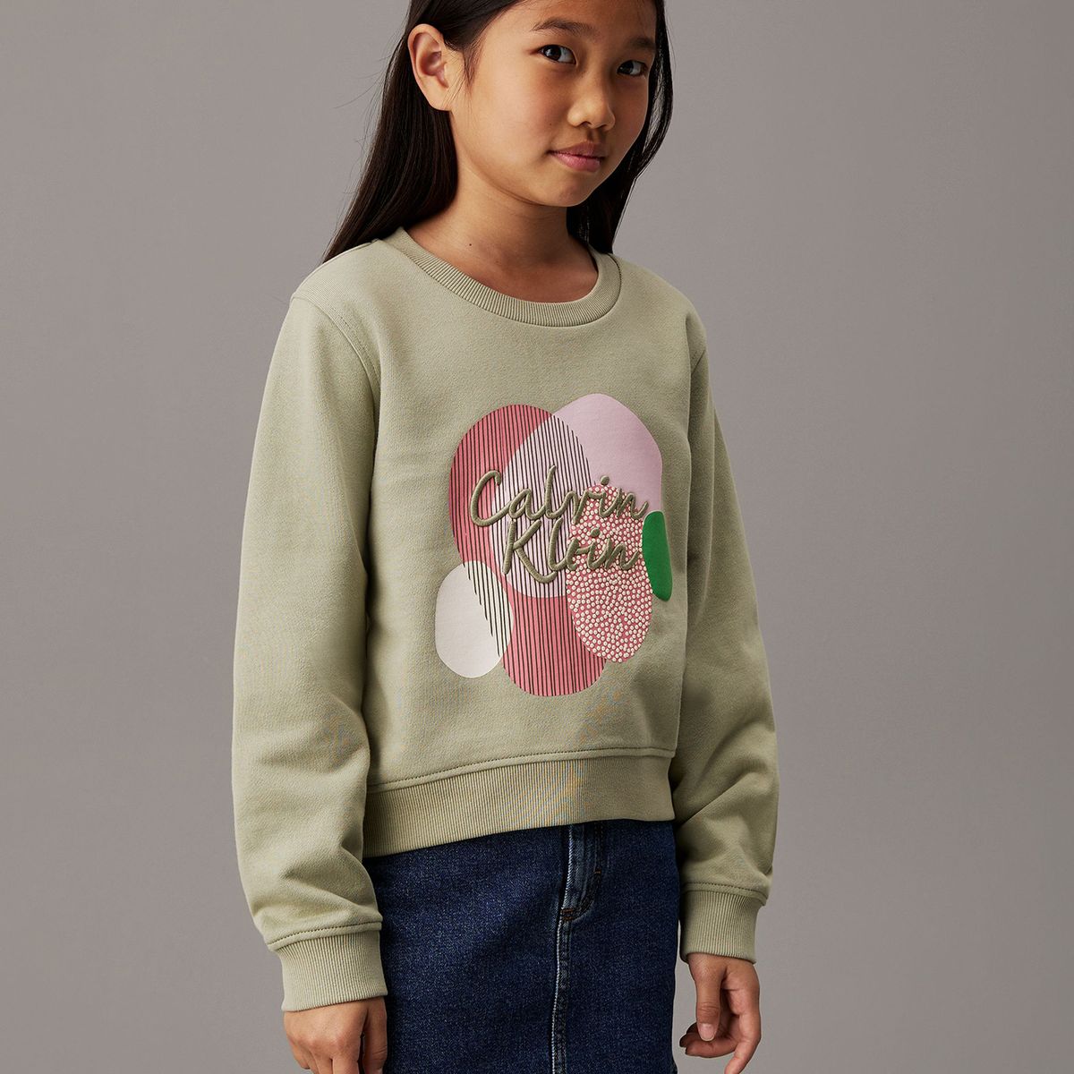 CALVIN KLEIN - Polerón Niña Graphic Verde Calvin Klein