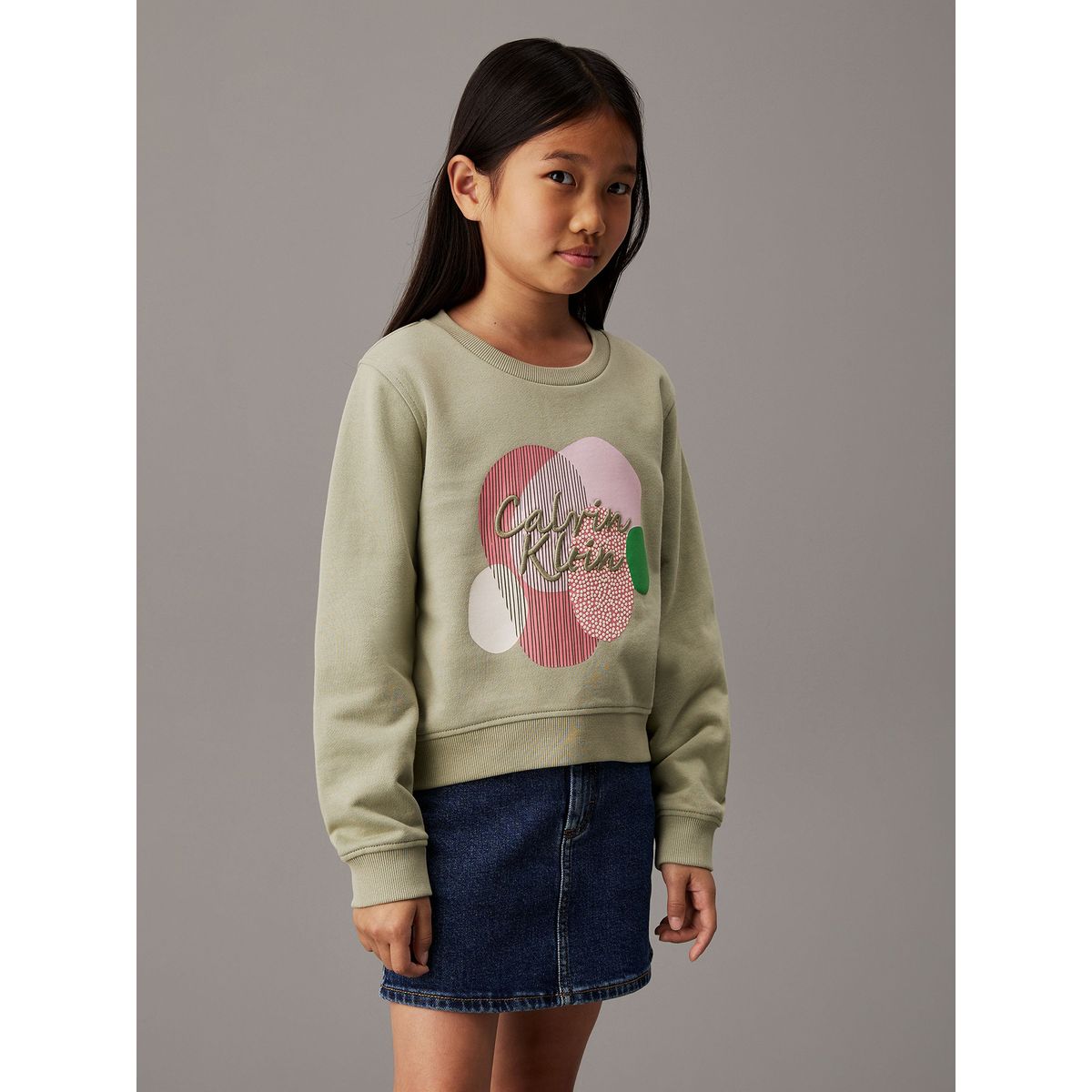 CALVIN KLEIN - Polerón Niña Graphic Verde Calvin Klein
