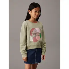 CALVIN KLEIN - Polerón Niña Graphic Verde