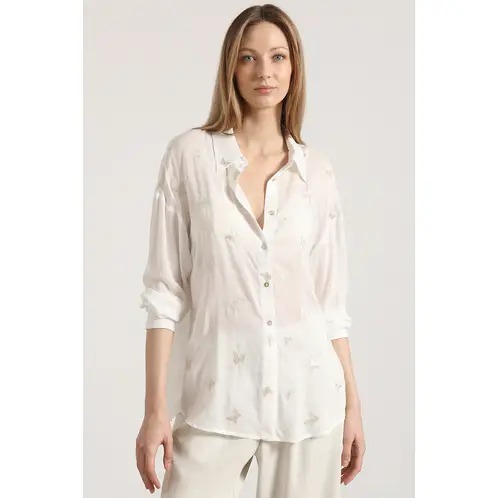 LIOLA - Blusa voile con bordados mujer crudo