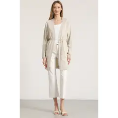 LIOLA - Tapado largo con hilo metalizado mujer beige