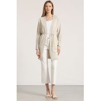 Tapado largo con hilo metalizado mujer beige