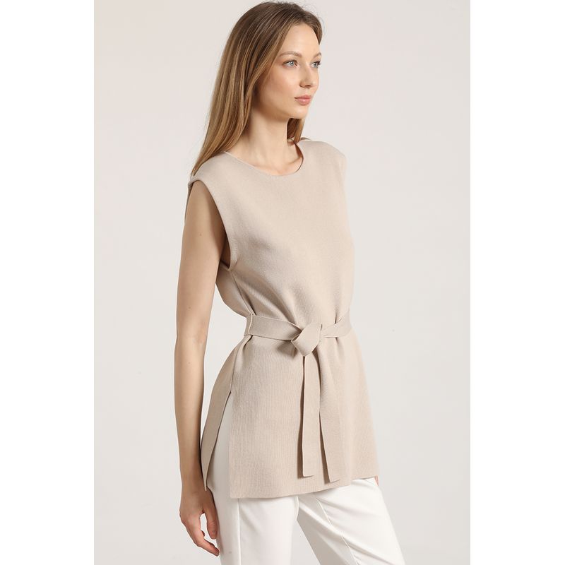 LIOLA - Tejido punto con lazo Liola mujer beige