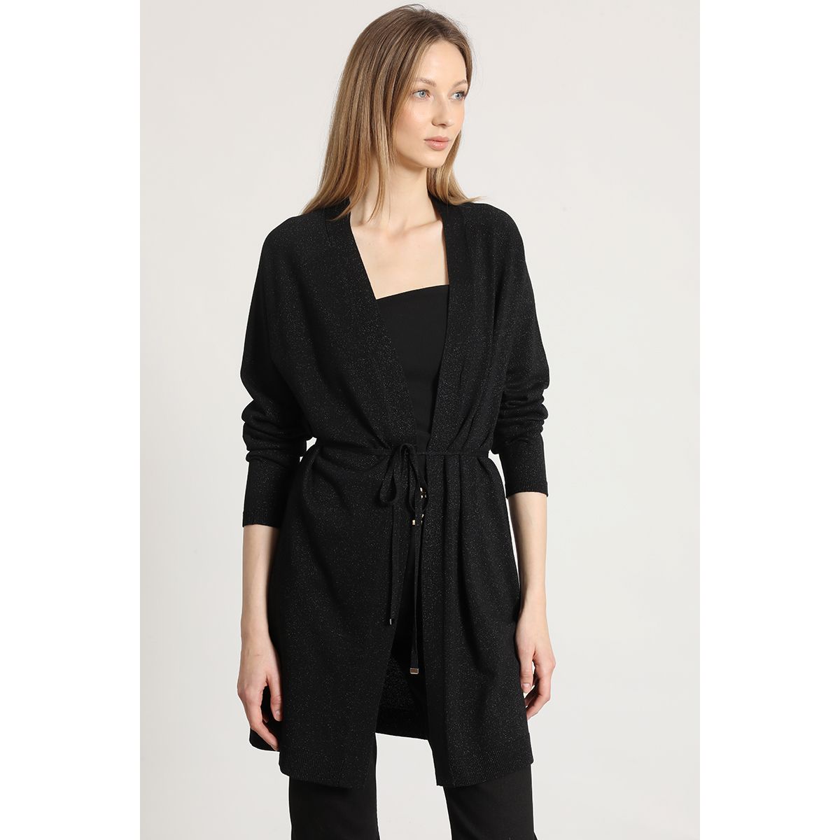 LIOLA - Tapado largo con hilo metalizado Liola mujer negro