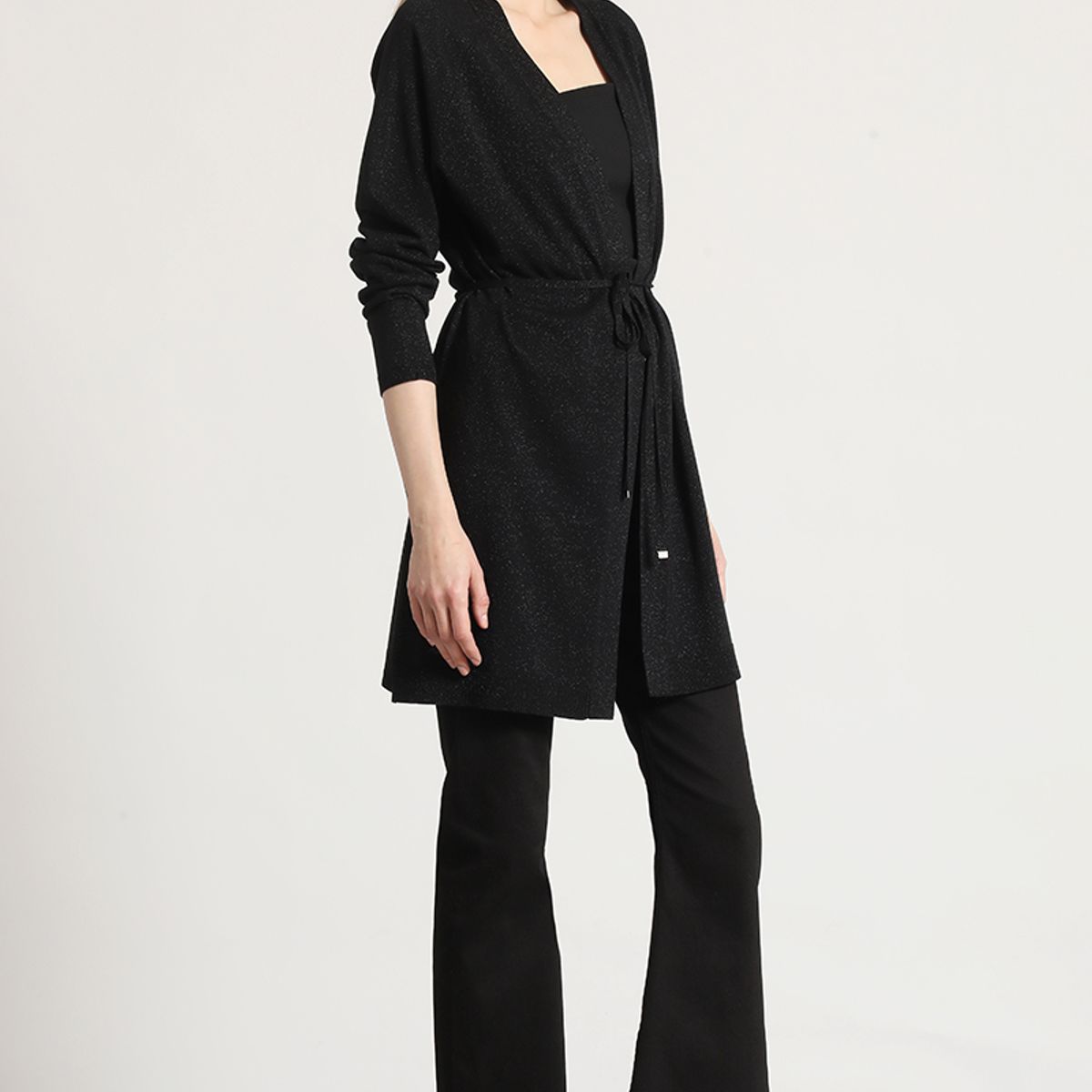 LIOLA - Tapado largo con hilo metalizado Liola mujer negro