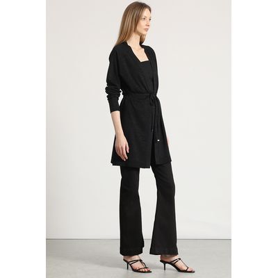 Imagen 2 del producto Tapado largo con hilo metalizado mujer negro