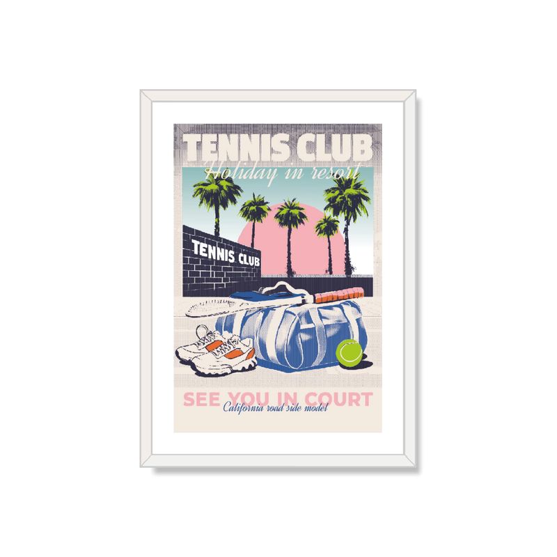 ALCUADRADO - Cuadro Individual Tenis en california Blanco 70x50