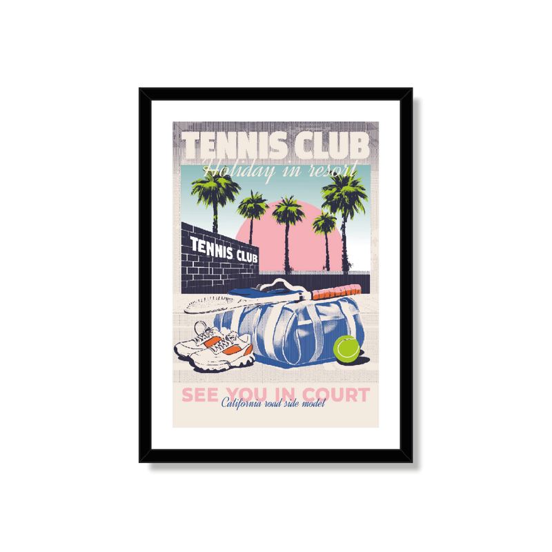 ALCUADRADO - Cuadro Individual Tenis en california Negro 70x50