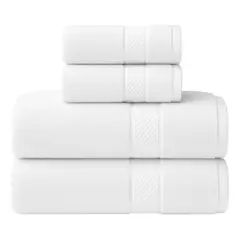 AZ AURAZEUS - Set De 4 Toallas De Baño Algodon 500gr Cuerpo Mano Grande Az Blanco