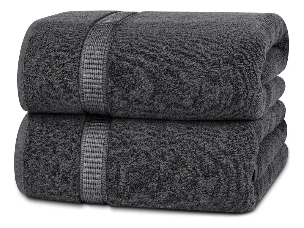 Set De 2 Toallas De Bano 140x70 Cm Algodon 500gr Grandes Gris