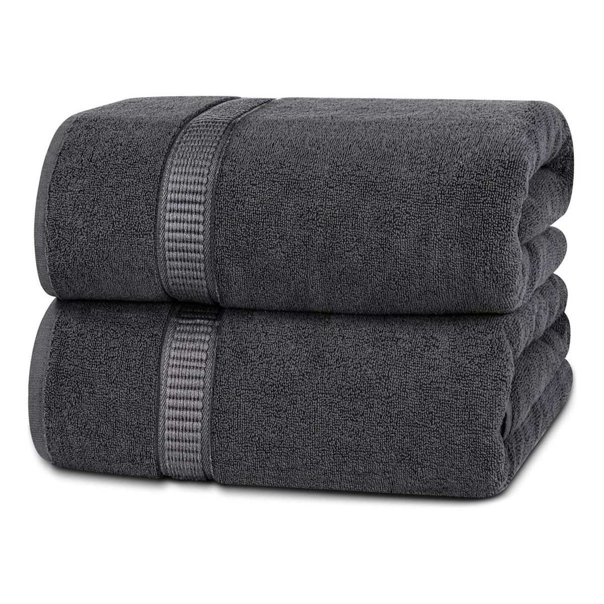 AZ AURAZEUS - Set De 2 Toallas De Baño 140x70 Cm Algodon 500gr Grandes Az Gris