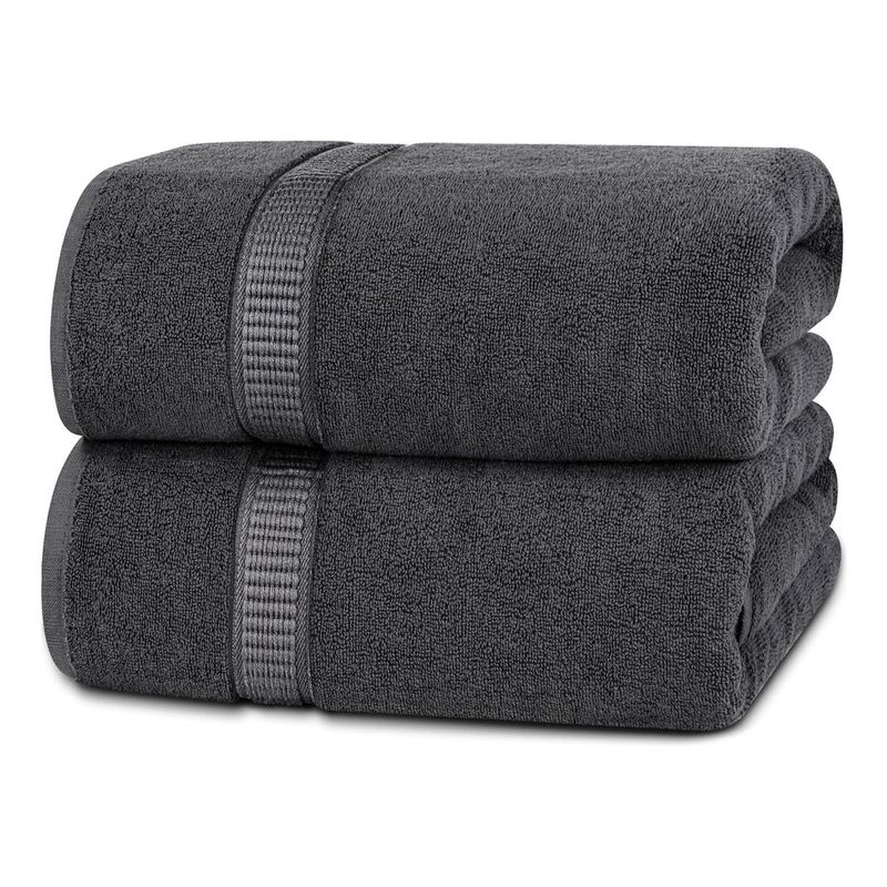 AZ AURAZEUS - Set De 2 Toallas De Baño 140x70 Cm Algodon 500gr Grandes Az Gris