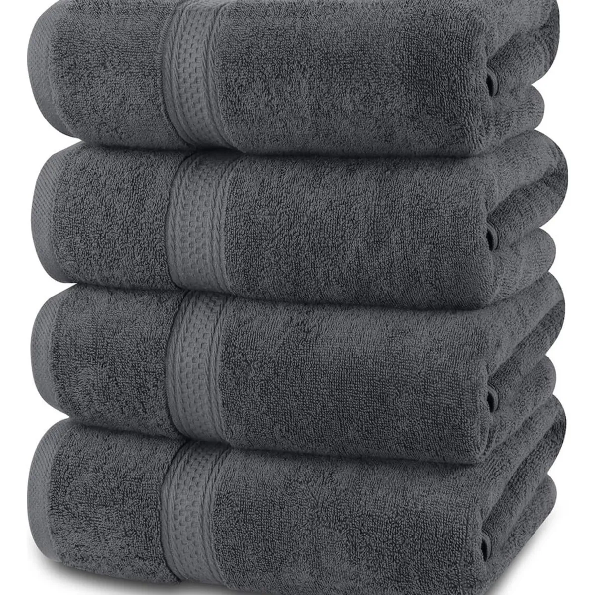 AZ AURAZEUS - Juego De 4 Toallas Faciales 32x32cm Algodon 500g Set Baño Az Gris